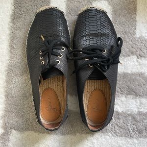 JOIE LEATHER CROC EMBOSSED ESPADRILLE SNEAKERS